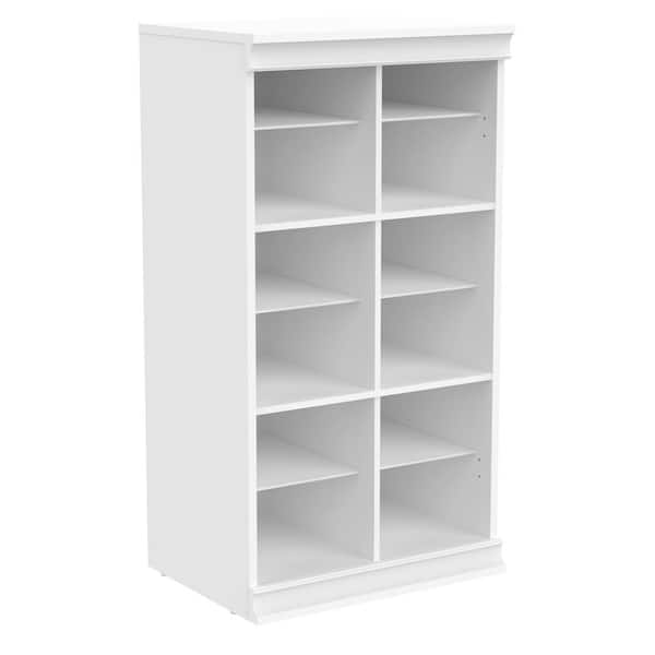 ClosetMaid 21.39 in. W White Modular Storage Stackable Wood Closet System 12-Shelf Unit with Dividers