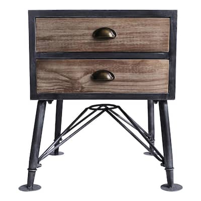 Mathis Industrial Grey 2-Drawer End Table