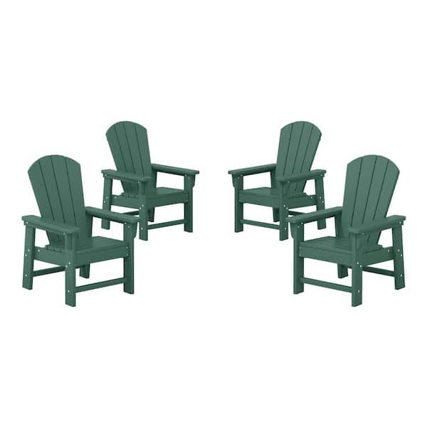 WESTIN OUTDOOR Children's Laguna Set-4 Outdoor Patio All Weather Fade Resistant Kids Poly Plastic Adirondack Chairs in Dark Green