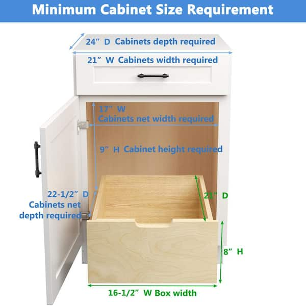 HOMEIBRO 8 in. H x 13.5 in. W Wood Cabinet Pull Out Drawer with Soft Close  HD-52114HB-AZ - The Home Depot