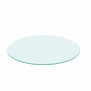 36 in. Round 1/4 in. Thick Tempered Glass Table Top with Round Polished Edge, Clear