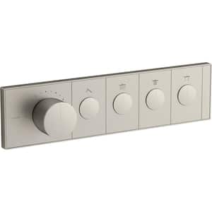 Anthem 4-Outlet Thermostatic Valve Control Panel with Recessed Push-Buttons in Vibrant Brushed Nickel