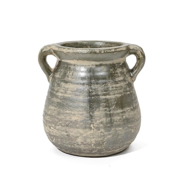LuxenHome 8.7 in. H Brown Terracotta Vase