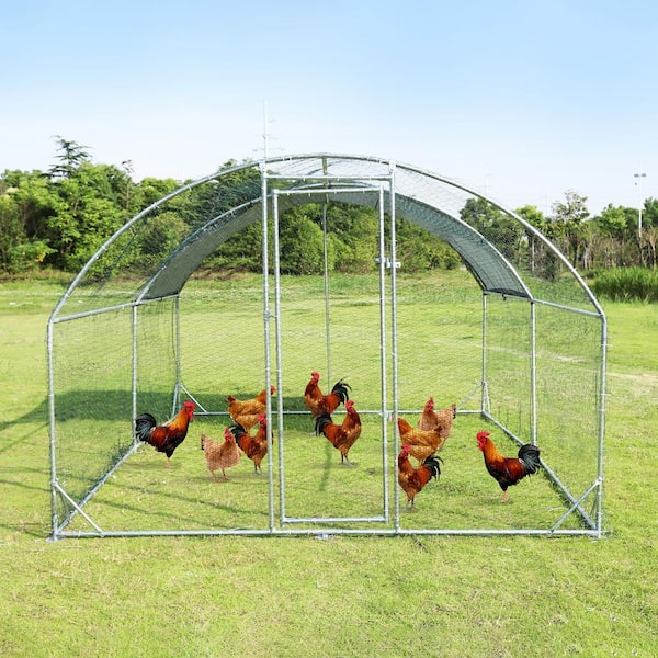 GOGEXX 18.8 ft.L x 9.2 ft. W x 6.5 ft.H Large Metal Chicken Coop Chicken House Steel Wire Fence Net Cage Poultry Cage Outdoors