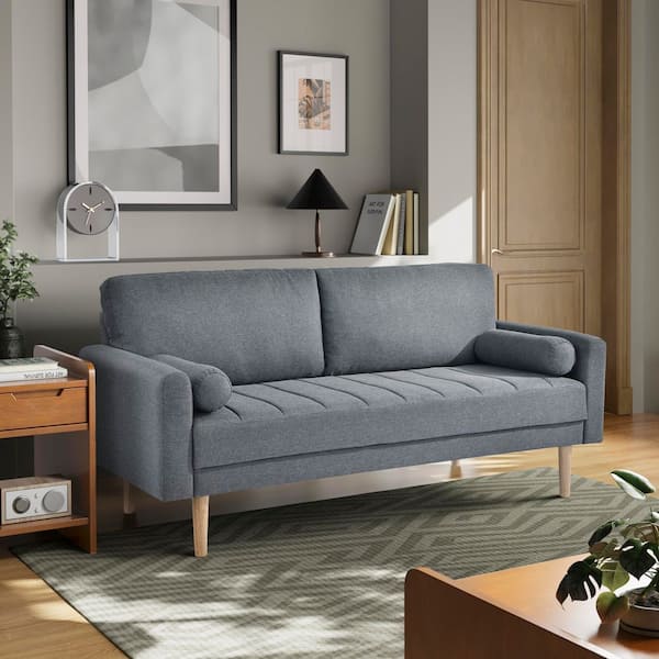 Archer 66.93 in. Square Arm Woven Polyester Rectangle Sofa in. Grey