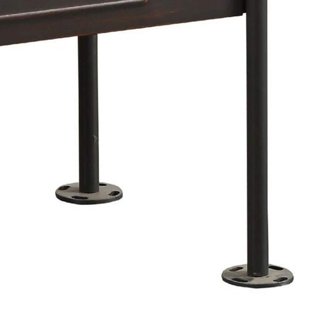 Industrial Oak and Gray Metal Nightstand with Drawer and Shelf