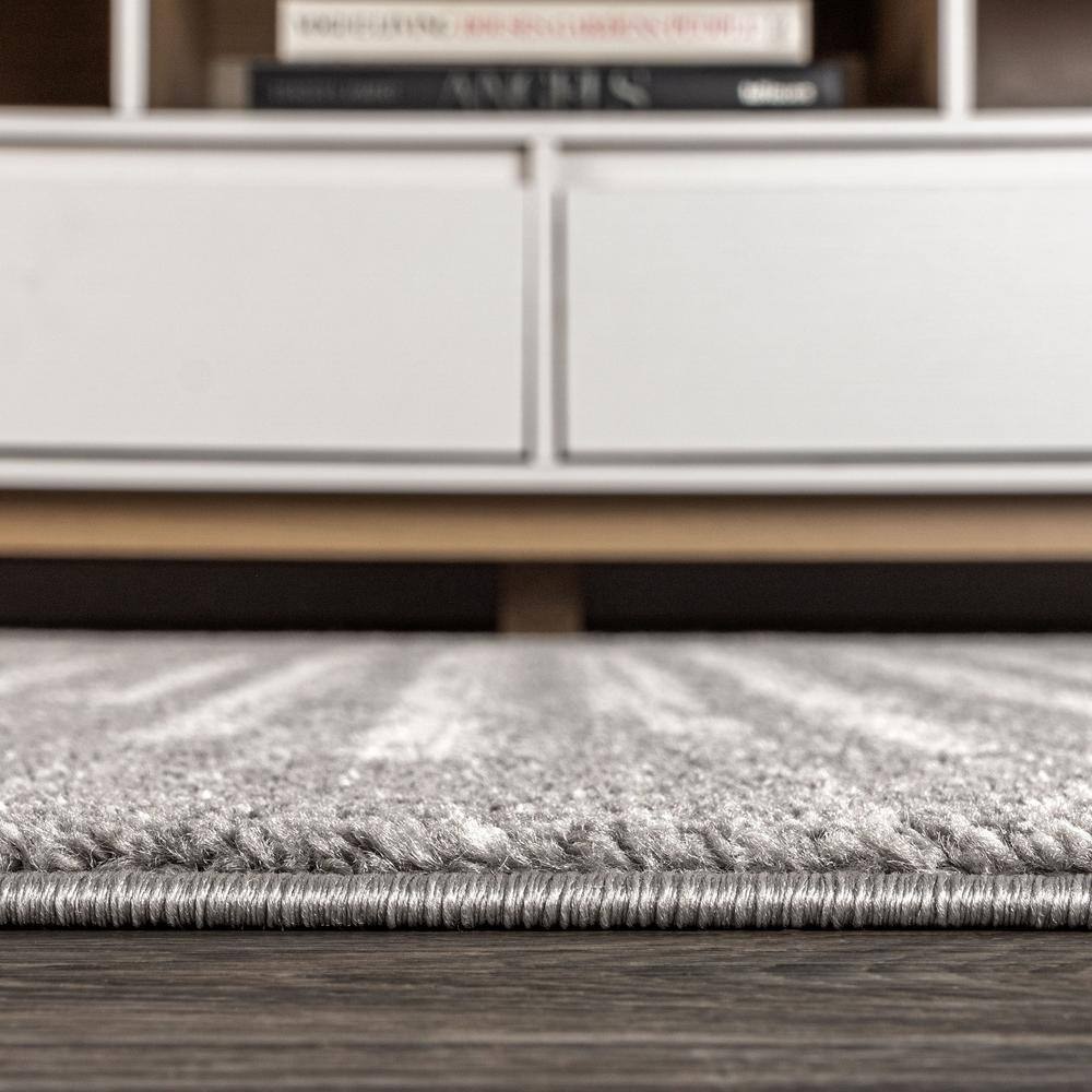 Modern Moroccan-Inspired Gray Stripe Synthetic Area Rug - 3' x 5'