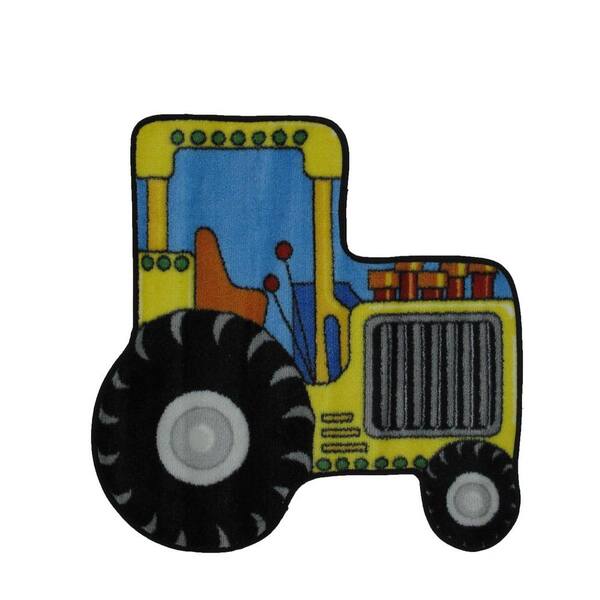 LA Rug Fun Time Shape Tractor Multi Colored 3 ft. x 3 ft. Area Rug