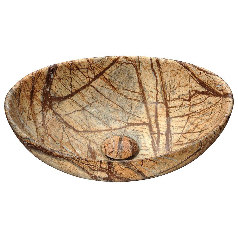 ANZZI Sona Series Oval Ceramic Vessel Sink in Marbled Adobe LS