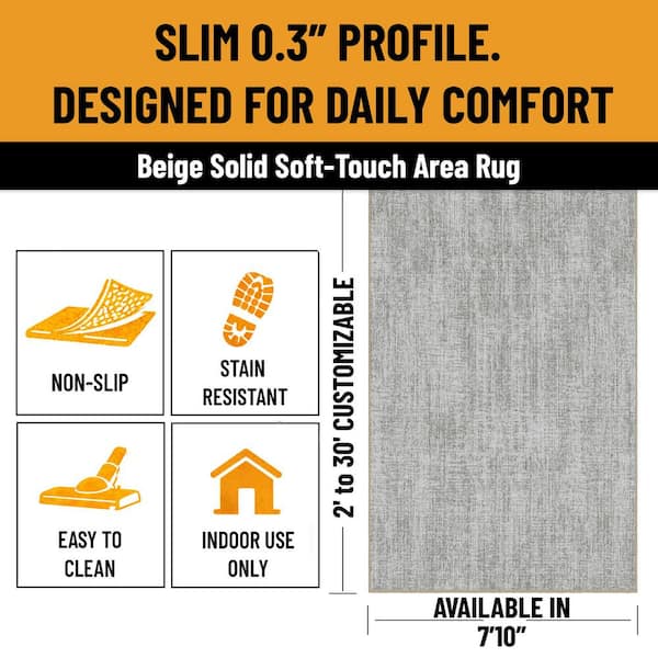 Area Rug 7 ft. 10 in. x 13 ft.-Soft Non-Slip Rug for Living Room, Bedroom, Dining Room, Beige