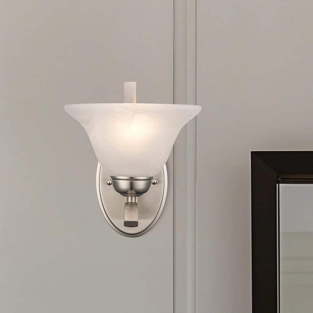 Hollyslope 1-Light Brushed Nickel Indoor Wall Sconce Light Fixture with Marbleized Glass Shade price history on PriceWatchPro