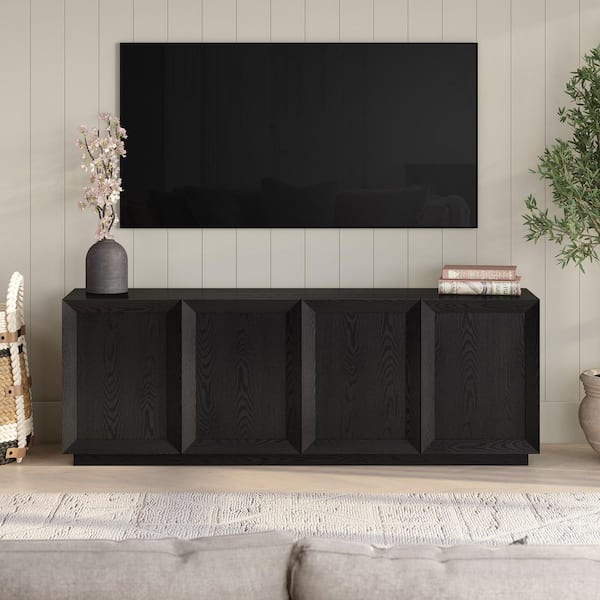 Meyer&Cross Morse 68 in. Black Grain TV Stand Fits TV's up to 75