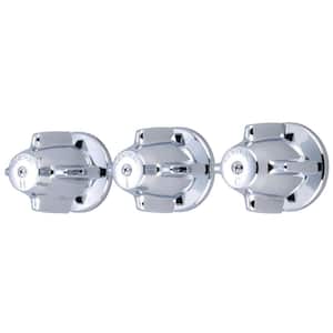 3-Handle 1-Spray Wall Mount Tub and Shower Faucet Valve Set in Polished Chrome (Valve Included)