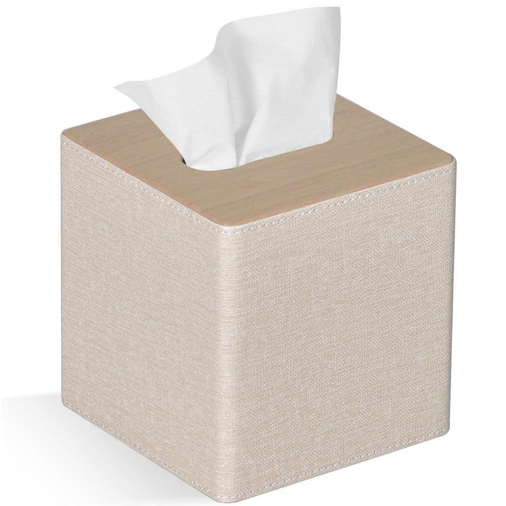 Home Decor Series Tabletop Fabric Tissue Box Cover with Magnetic Closure and Waterproof Faux Leather in Beige price history on PriceWatchPro