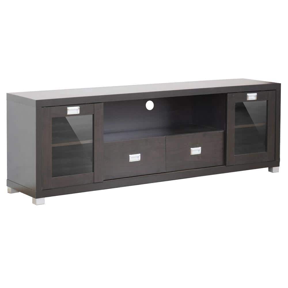 Gosford Dark Brown Wood TV Stand with Cabinets