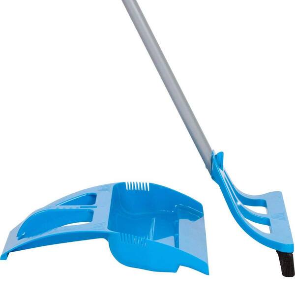 WISP Blue 90-Degree Angle 1-Handed Broom with Dustpan and Telescoping Handle with Bristle Seal Technology (3-Piece/Set)
