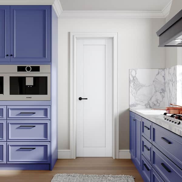 24 in. x 80 in. Paneled Blank Right Handed 1-Lite White Solid Core MDF Assembly Required Door Kit w/Separate Jamb