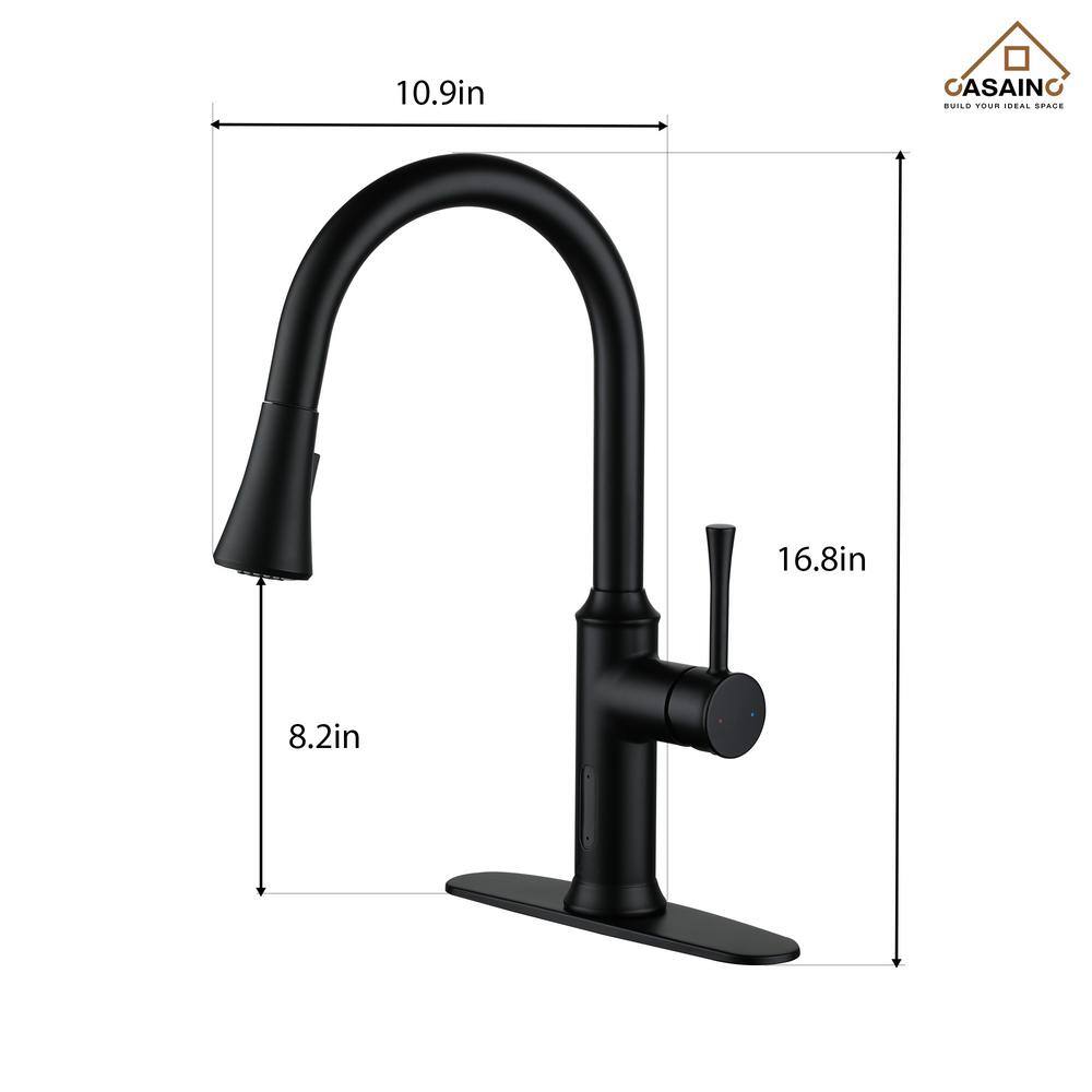 Matte Black Stainless Steel Touchless Pull-Down Sprayer Kitchen Faucet