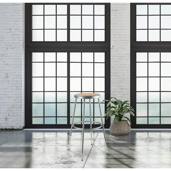 25 in. - 33 in. Height Grey Adjustable Heavy-Duty Steel Stool (2-Pack)