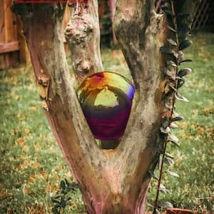 Gazing Mirror Ball Globe Outdoor Yard Garden Decoration, Stainless Steel (10 in. Rainbow)
