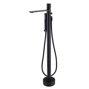 Single Handle 1-Spray Freestanding Tub and Shower Faucet 2.64 GPM with 360° Swivel Spout in. Matt Black (Valve Included)