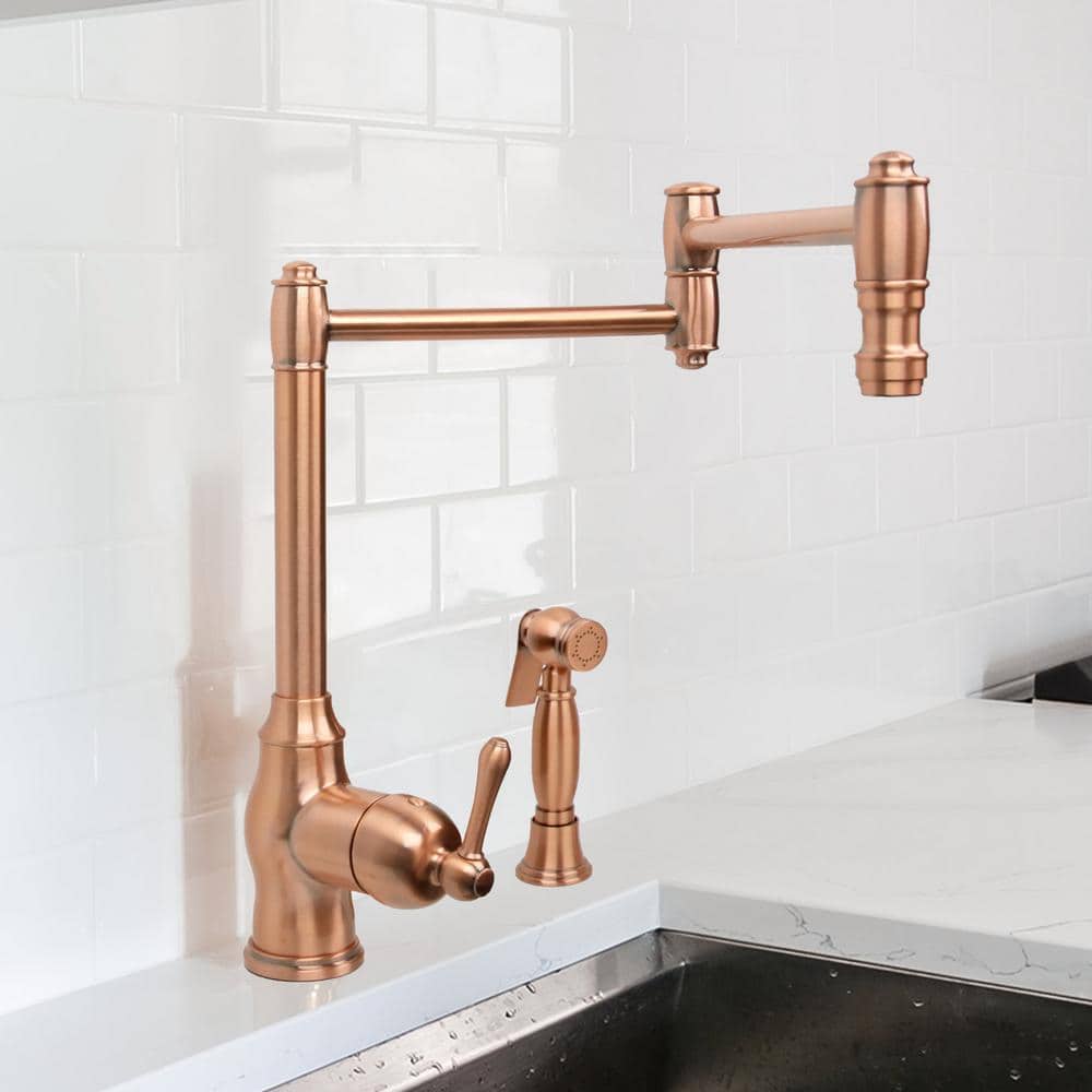 Brushed Copper Single Handle Pot Filler Faucet with Side Spray