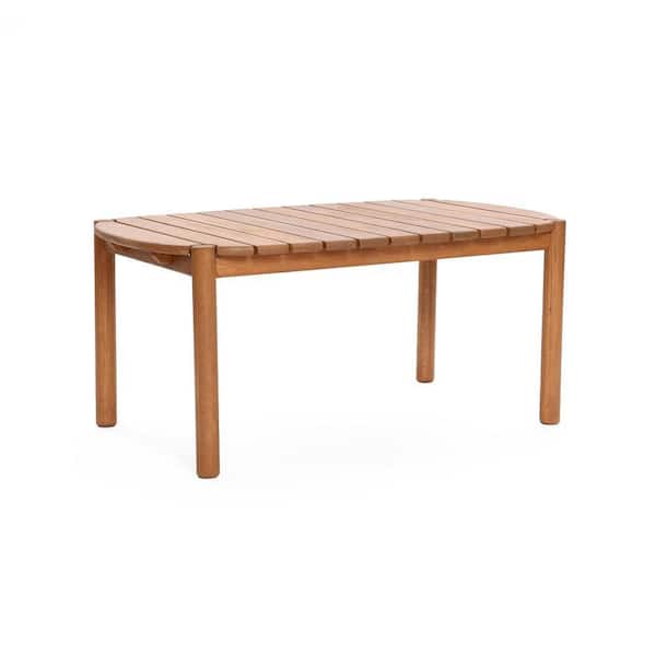 40 in. Natural Solid Wood Rounded Rectangle Outdoor Coffee Table