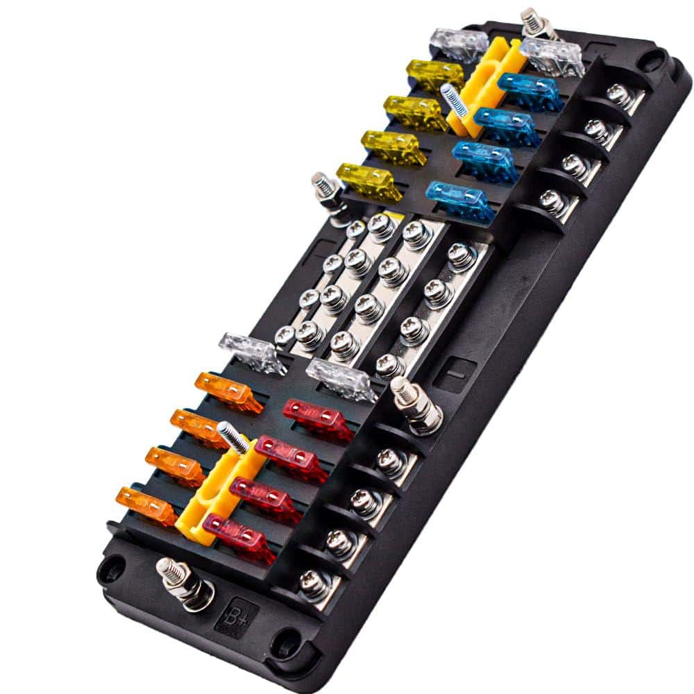 20-Way Blade Fuse Block 16 Circuit Fuse Holder Fuse DC SUB Panel with Ground and Cover in Black price history on PriceWatchPro