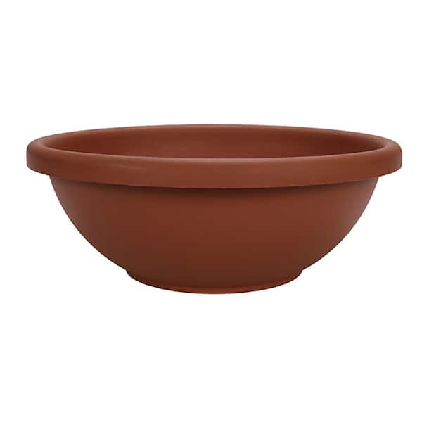 THE HC COMPANIES 18 in. Brown Resin Garden Plastic Bowl Planter Pot (12-Pack)