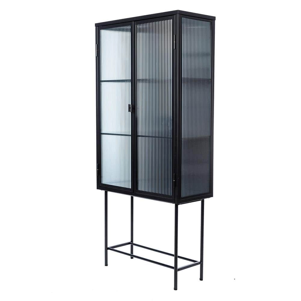 27.7 in. W x 12.7 in. D x 61.2 in. H Bathroom Black Linen Cabinet
