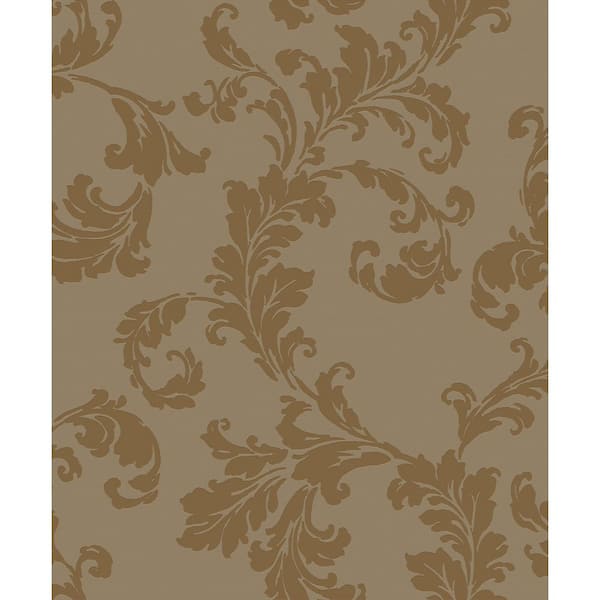 Unbranded Emporium Collection Dark Gold Acanthus Trail Embossed Metallic Ink Finish Paper Non-Pasted Non-Woven Wallpaper Roll
