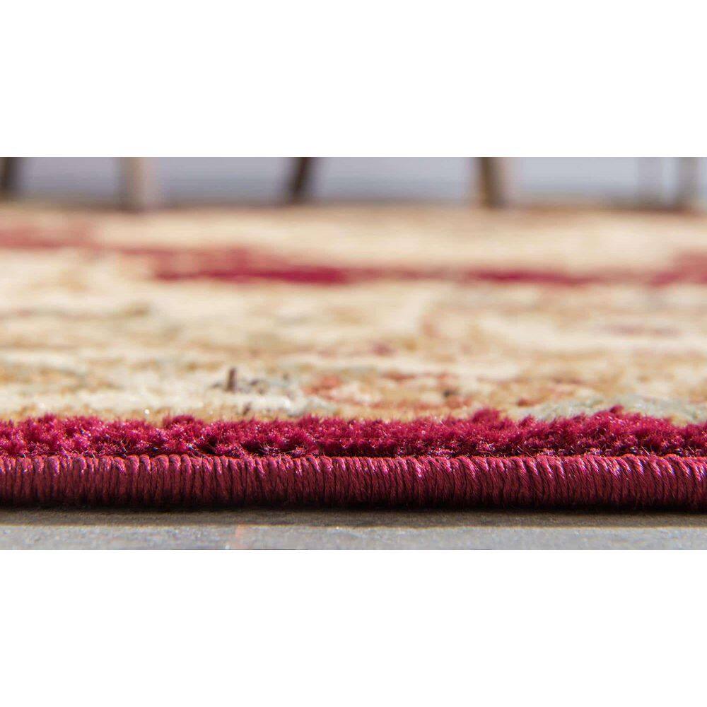 Red Medallion Synthetic Stain-Resistant Runner Rug