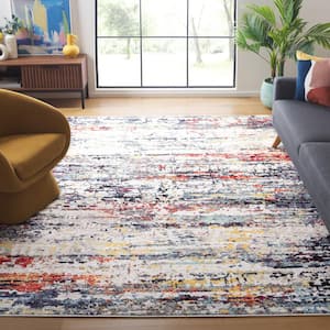 Adirondack Ivory/Navy 8 ft. x 10 ft. Rust Bold Eclectic Area Rug