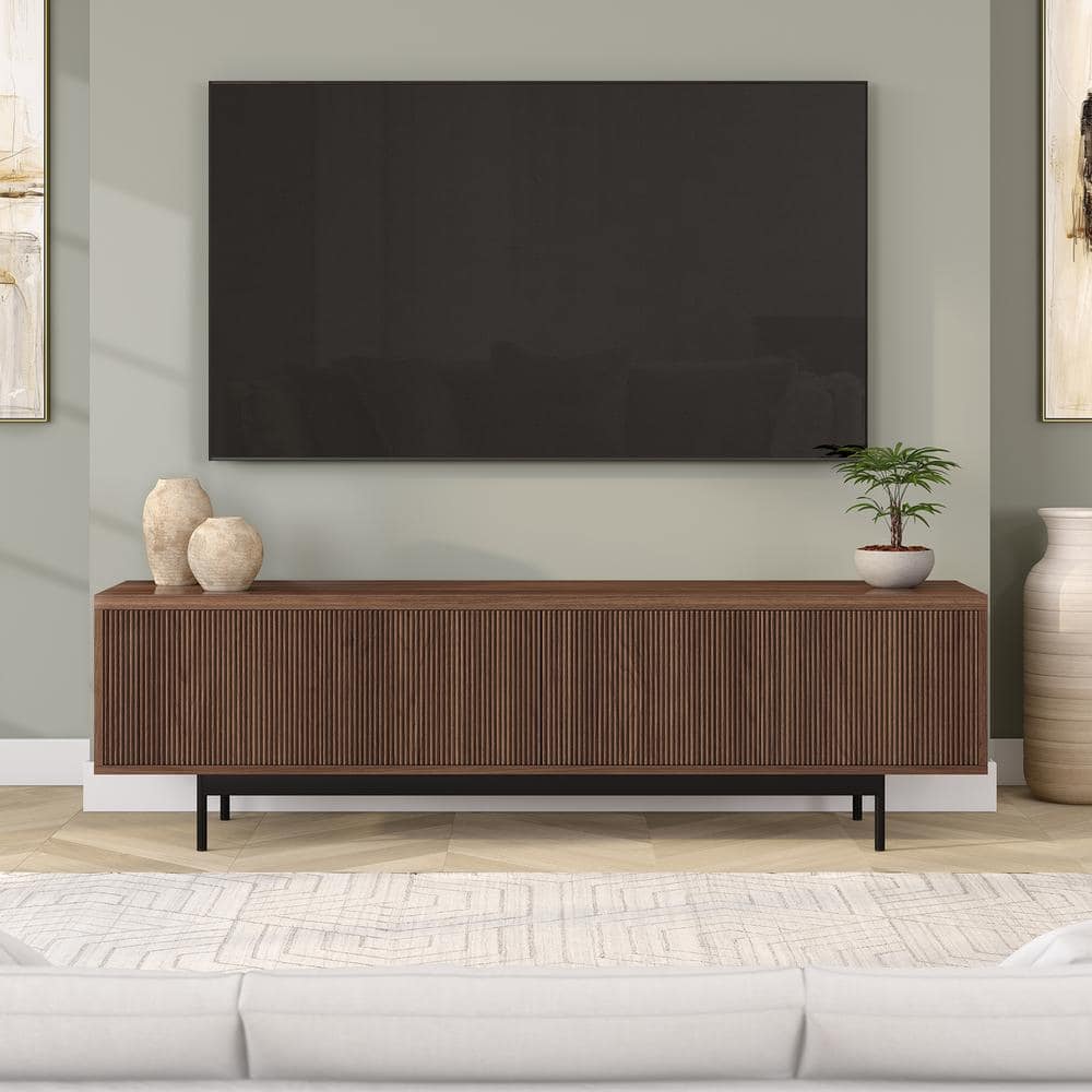 Meyer&Cross Whitman 70 in. Satin Walnut TV Stand Fits TV's up to