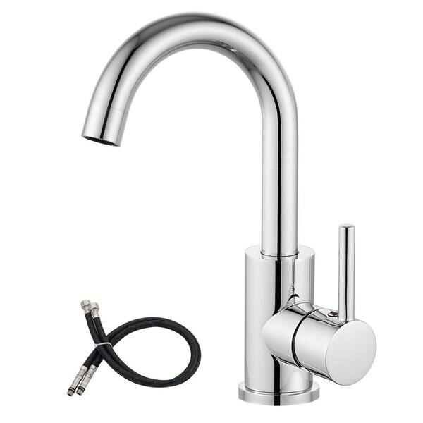 Robinet De Cuisine MGS MB238-P En Acier Inoxydable Poli - Montage 1 Trou, Style Moderne, Livré Neuf En Boîte