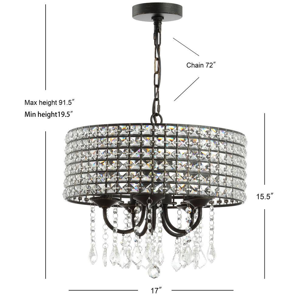 Reese 17" Black and Gold Iron LED Drum Pendant