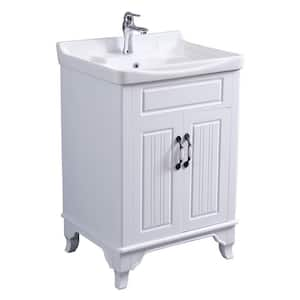 24.25 in. W x 8 in. D x 34.25 in. H Bath Vanity Cabinet without Top Sink Combo in White with Faucet and Drain