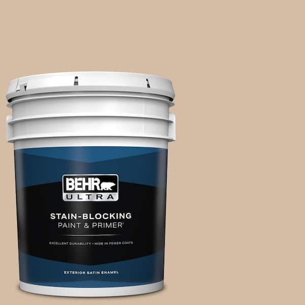 BEHR ULTRA 5 gal. #PWL-86 Nutty Beige Satin Enamel Exterior Paint & Primer