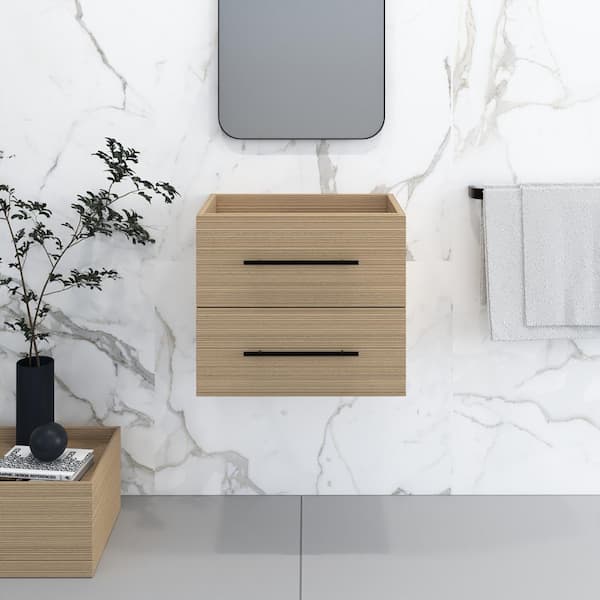 VOLPA USA AMERICAN CRAFTED VANITIES Napa 24 in. W. x 18 in. D Single Sink Bathroom Vanity Wall Mounted in Sand Pine - Cabinet Only