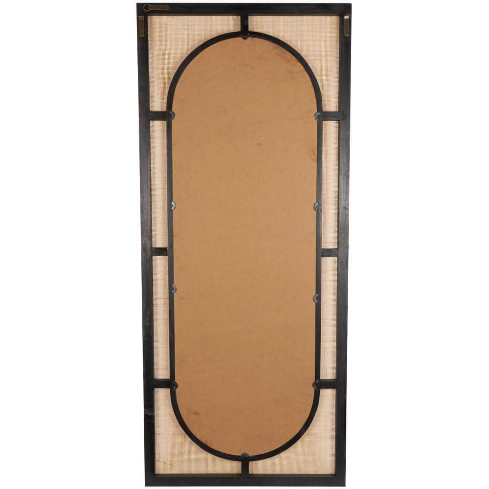 Nela Brown Wicker and Rattan Rectangle Wall Mirror