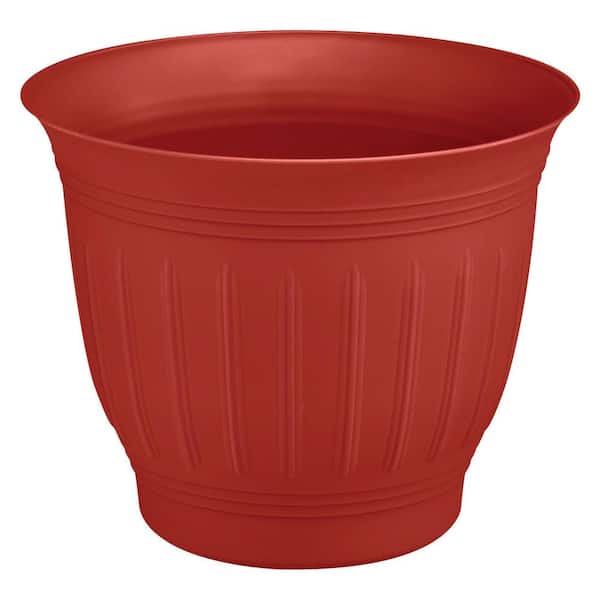 Vigoro 15.5 in. Eleanor Burnt Red Colonnade Plastic Planter (15.5 in. D x 13 in. H)