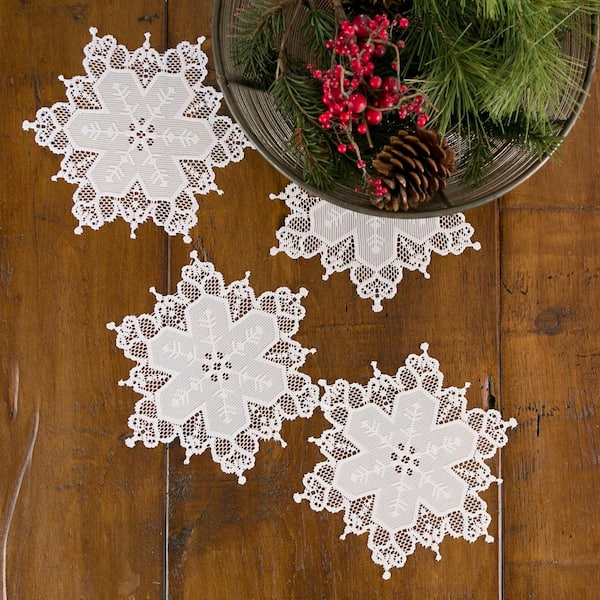 Lace Serene Snowflake Small Battenburg Handmade FSL Embroidery Table Decor  Holiday Home Decor Embellishment Appliqué 