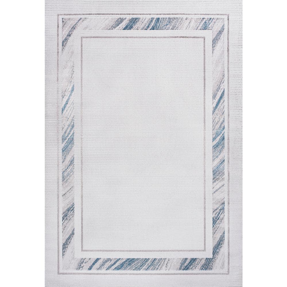 Athens Classic Border Marble Pattern High-Low Silver/Blue 8 ft. x 10 ft. Area Rug price history on PriceWatchPro