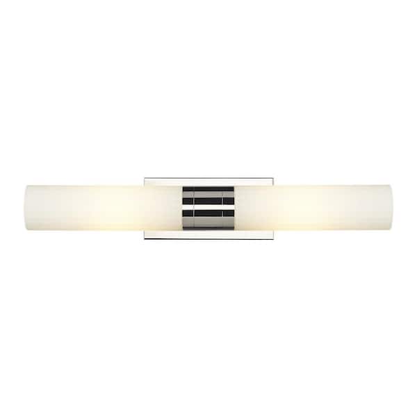 Empire 24.75 in. 2-Light Polished Nickel Vanity Light with Glass Shade