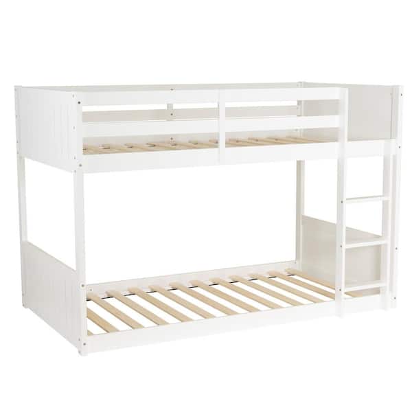 Linon Home Decor Dacian White Twin Over Twin Low Profile Bunk Bed