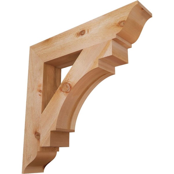 Ekena Millwork 6 in. x 32 in. x 32 in. Western Red Cedar Merced Traditional Rough Sawn Bracket