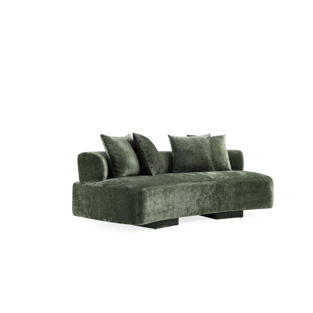 Olive Green Chenille Upholstered 2-Piece Sofa Set