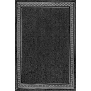 Lucia Classic Diamond Border Black/Gray 3 ft. x 5 ft. Indoor/Outdoor Area Rug