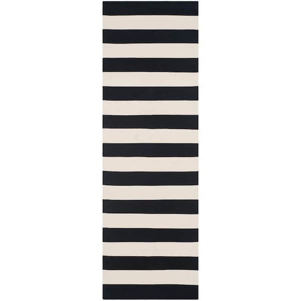 Montauk Black/Ivory 2 ft. x 7 ft. Striped Runner Rug