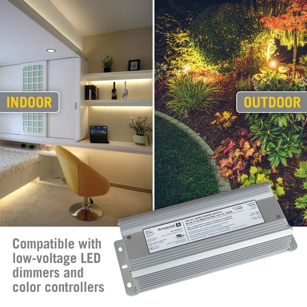 Silver 200W 12V DC Indoor/Outdoor LED Driver